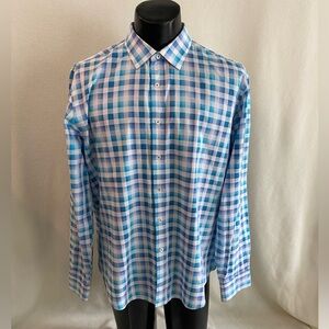 Bugatchi Shirt Men’s 17x34 SHAPED FIT Button Up Long Sleeve Check Flip Cuff$195#